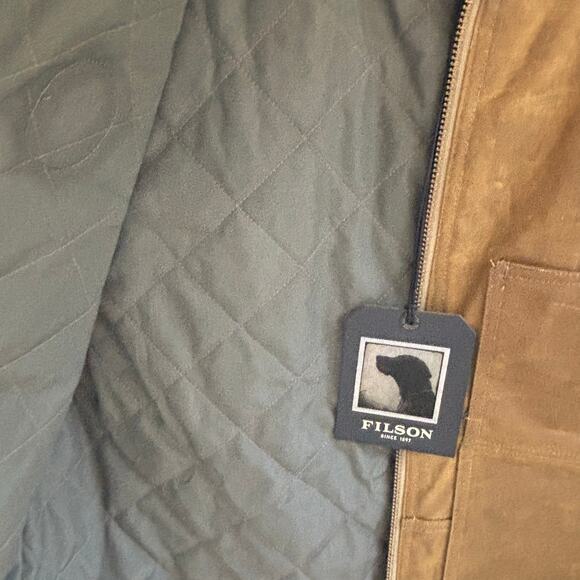 NWT Filson Men's Tin Cloth Insulated Work Vest Tan Canada Malting Co Size L - Picture 7 of 9